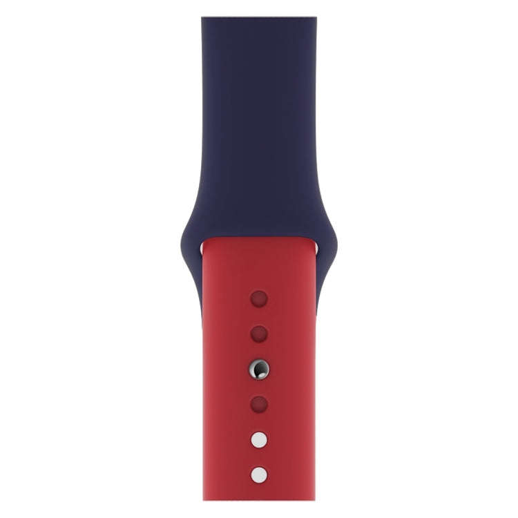 Double Colors Silicone Watch Band for Apple Watch Series 3 & 2 & 1 38mm (Dark Blue+Red)