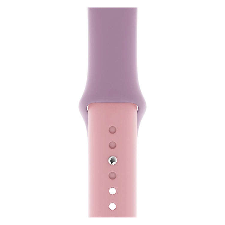 Double Color Silicone Watch Band for Apple Watch Series 3 & 2 & 1 38mm (Purple+Light Pink)