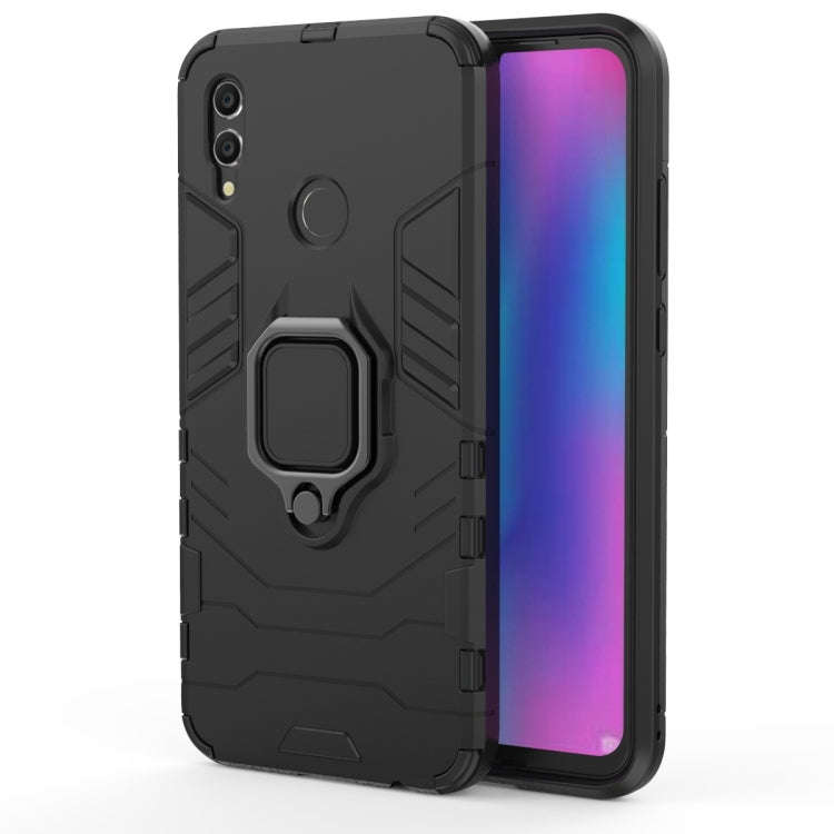 PC + TPU Shockproof Protective Case with Magnetic Ring Holder for Huawei Honor 10 Lite (Black)