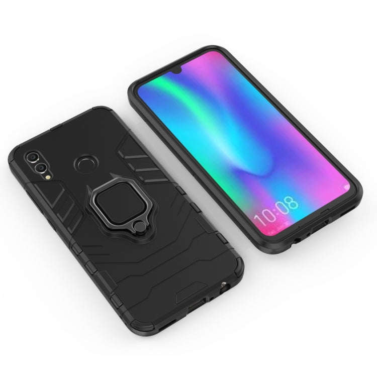 PC + TPU Shockproof Protective Case with Magnetic Ring Holder for Huawei Honor 10 Lite (Black)