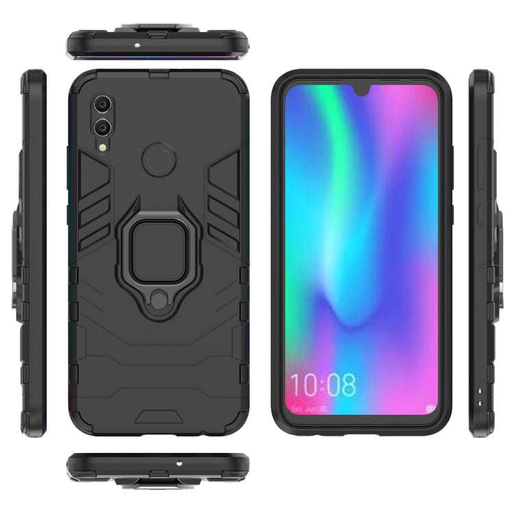PC + TPU Shockproof Protective Case with Magnetic Ring Holder for Huawei Honor 10 Lite (Black)