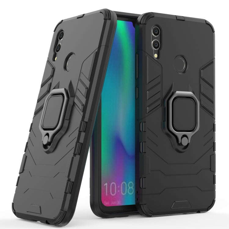PC + TPU Shockproof Protective Case with Magnetic Ring Holder for Huawei Honor 10 Lite (Black)