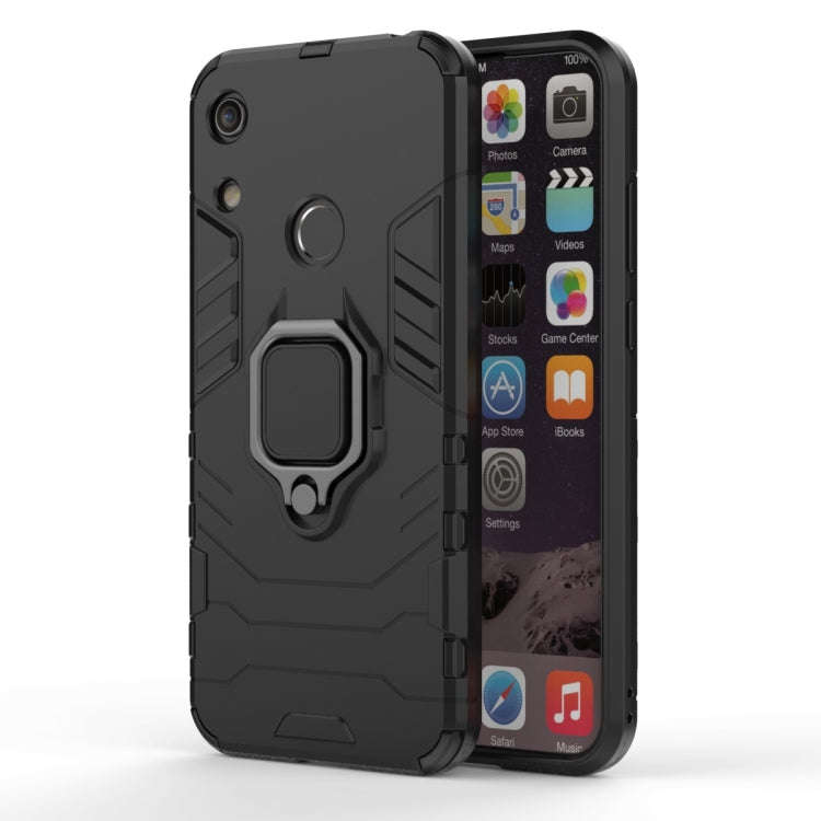 PC + TPU Shockproof Protective Case for Huawei Honor Play 8A, with Magnetic Ring Holder (Black)