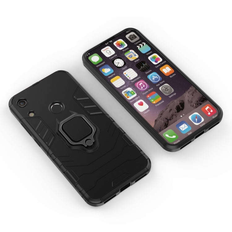 PC + TPU Shockproof Protective Case for Huawei Honor Play 8A, with Magnetic Ring Holder (Black)