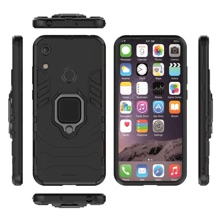 PC + TPU Shockproof Protective Case for Huawei Honor Play 8A, with Magnetic Ring Holder (Black)