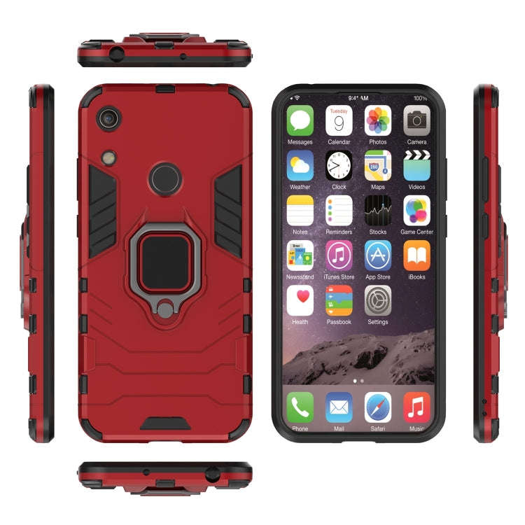 PC + TPU Shockproof Protective Case for Huawei Honor Play 8A, with Magnetic Ring Holder (Red)