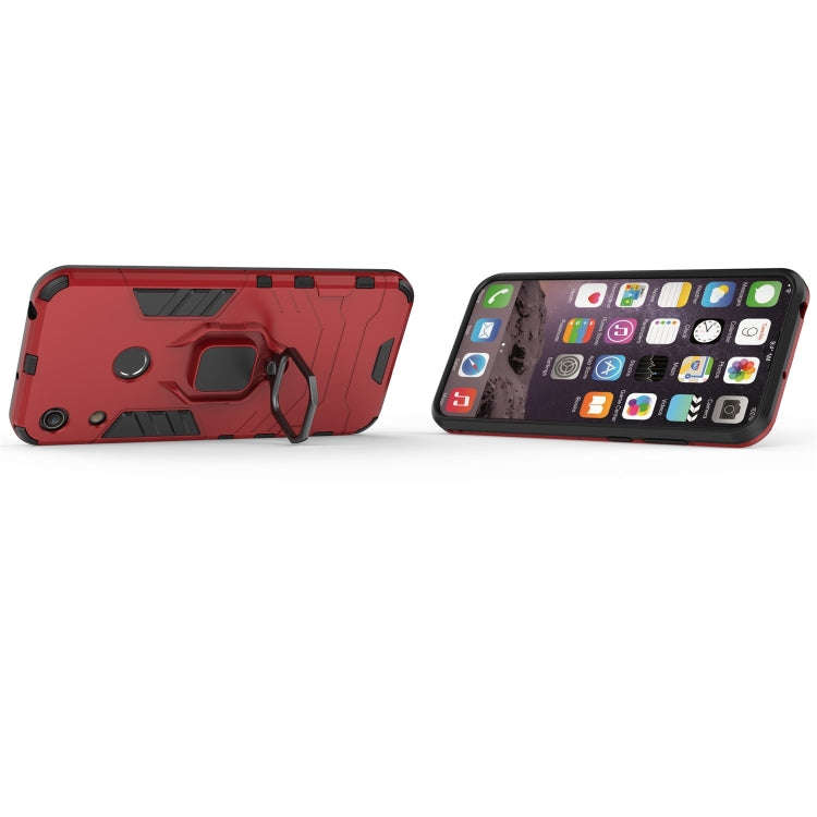 PC + TPU Shockproof Protective Case for Huawei Honor Play 8A, with Magnetic Ring Holder (Red)