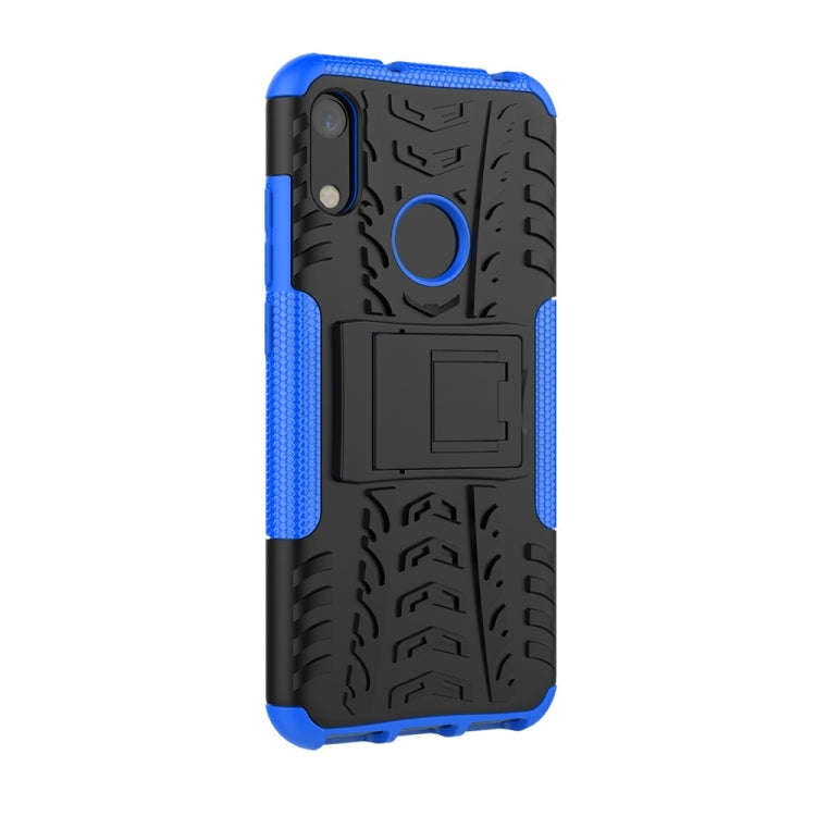 Tire Texture TPU+PC Shockproof Phone Case for Huawei Honor 8A / Y6 2019, with Holder (Blue)