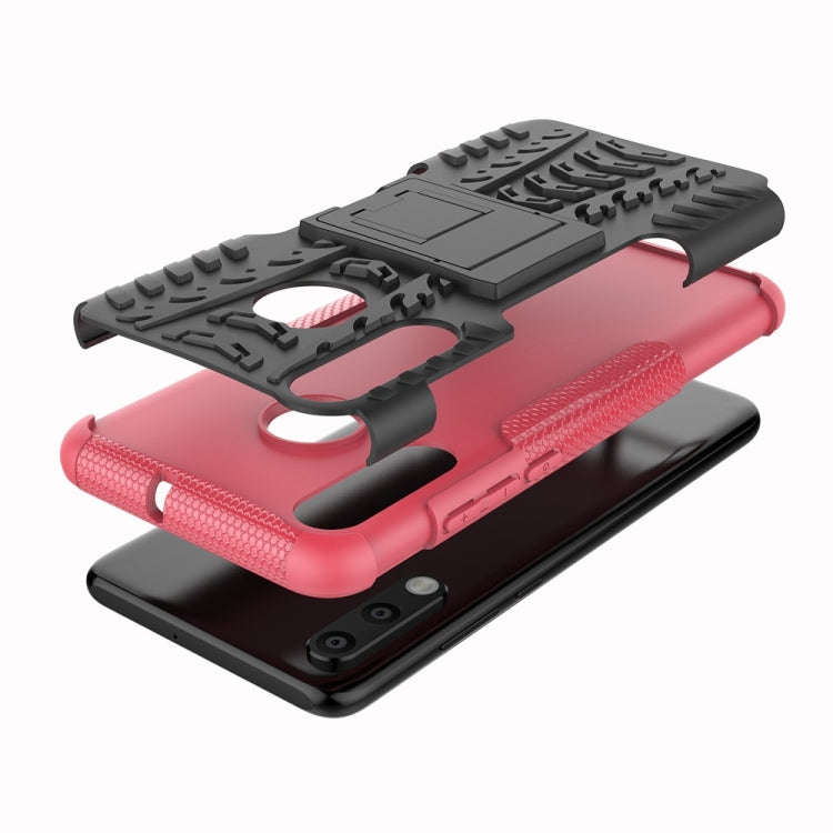 Tire Texture TPU+PC Shockproof Phone Case for Huawei P30 Lite / Nova 4e, with Holder (Pink)