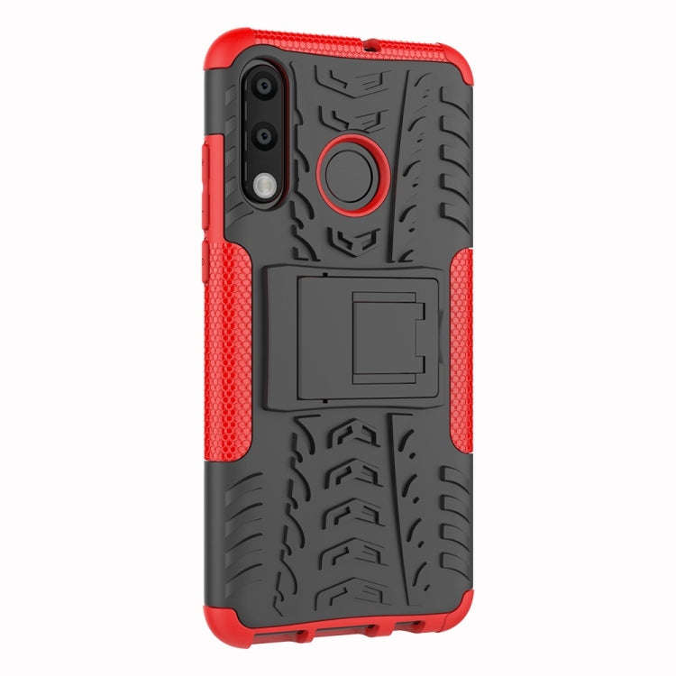 Tire Texture TPU+PC Shockproof Phone Case for Huawei P30 Lite / Nova 4e, with Holder (Red)