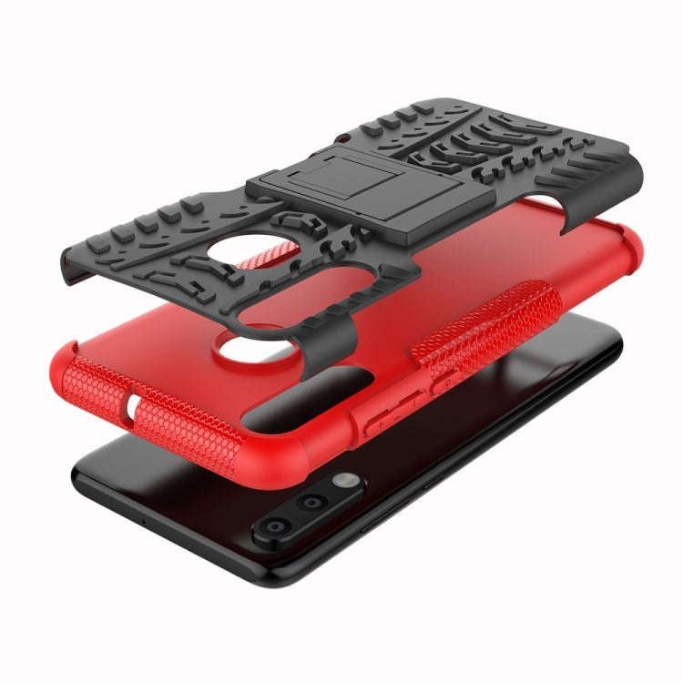Tire Texture TPU+PC Shockproof Phone Case for Huawei P30 Lite / Nova 4e, with Holder (Red)
