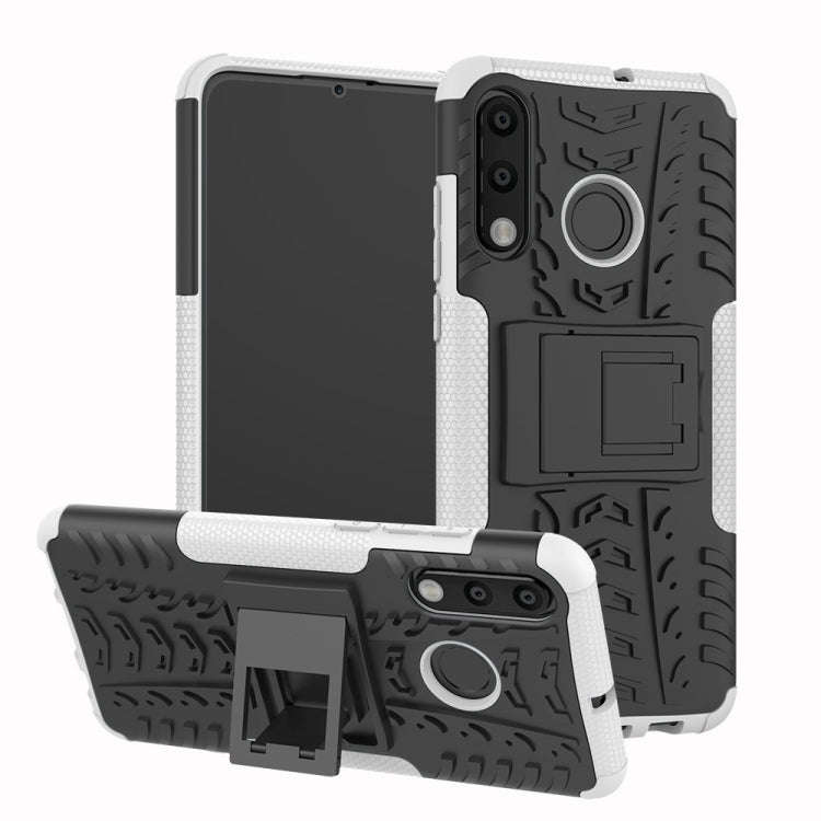 Tire Texture TPU+PC Shockproof Phone Case for Huawei P30 Lite / Nova 4e, with Holder (White)