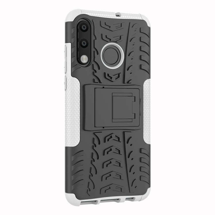 Tire Texture TPU+PC Shockproof Phone Case for Huawei P30 Lite / Nova 4e, with Holder (White)