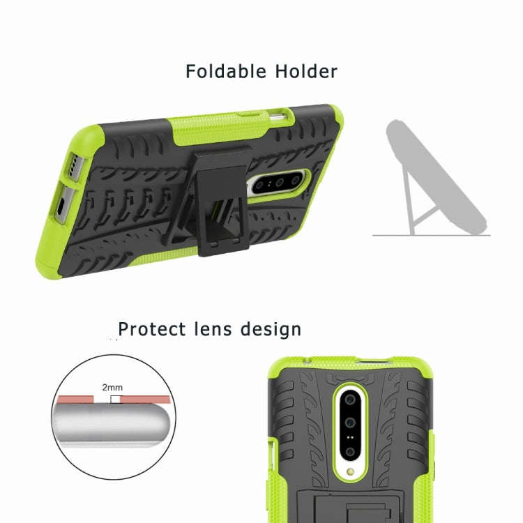 Tire Texture TPU+PC Shockproof Phone Case for OnePlus 7, with Holder (Red)