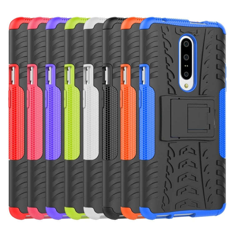 Tire Texture TPU+PC Shockproof Phone Case for OnePlus 7, with Holder (Red)