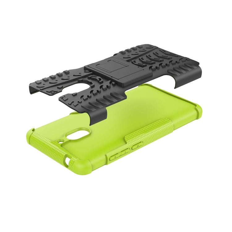 Tire Texture TPU+PC Shockproof Phone Case for Nokia 2.1, with Holder (Green)