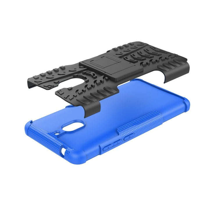 Tire Texture TPU+PC Shockproof Phone Case for Nokia 2.1, with Holder (Blue)