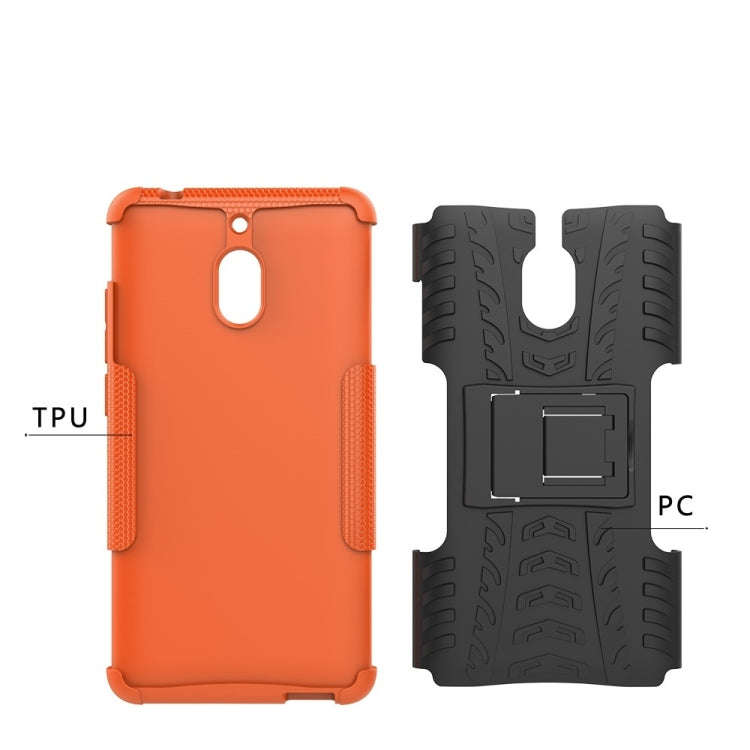 Tire Texture TPU+PC Shockproof Phone Case for Nokia 2.1, with Holder (Blue)