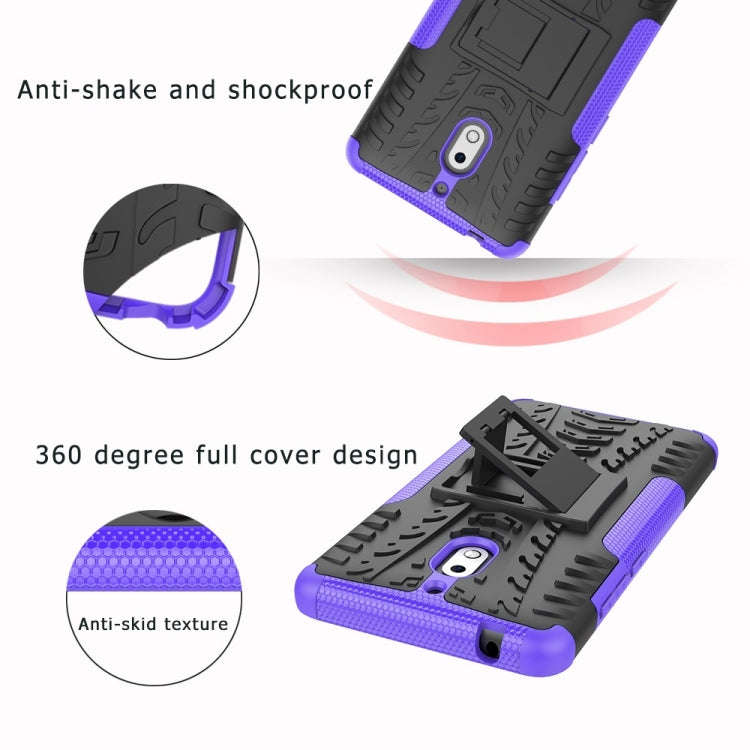 Tire Texture TPU+PC Shockproof Phone Case for Nokia 2.1, with Holder (Blue)