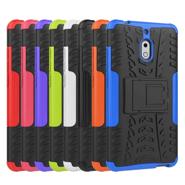 Tire Texture TPU+PC Shockproof Phone Case for Nokia 2.1, with Holder (Blue)