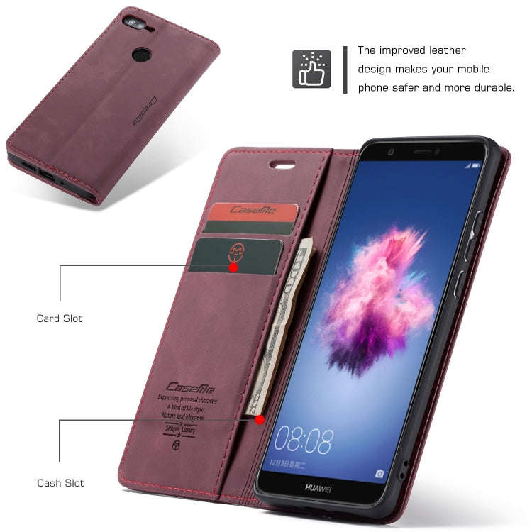 CaseMe Multifunctional Retro Frosted Horizontal Flip Leather Case for Huawei P Smart / Enjoy 7S /...