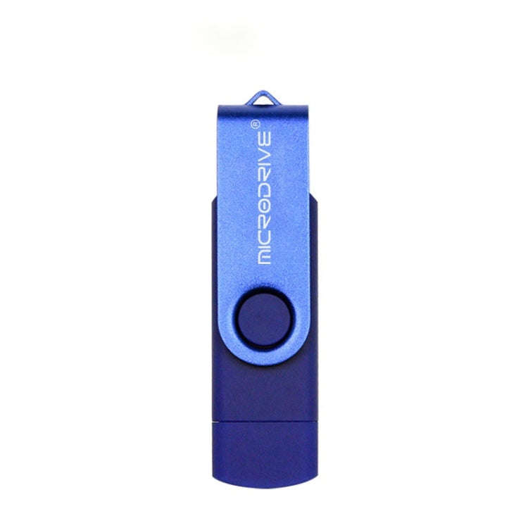 MicroDrive 64GB USB 2.0 Phone and Computer Dual-use Rotary OTG Metal U Disk (Blue)