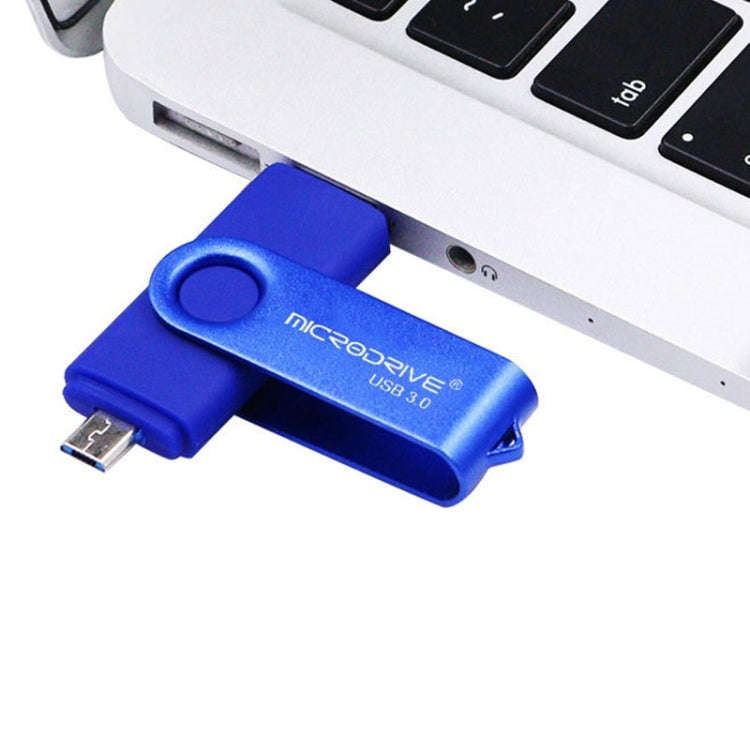 MicroDrive 16GB USB 3.0 Android Phone & Computer Dual-use Rotary Metal U Disk (Black)