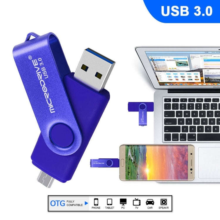 MicroDrive 16GB USB 3.0 Android Phone & Computer Dual-use Rotary Metal U Disk (Black)