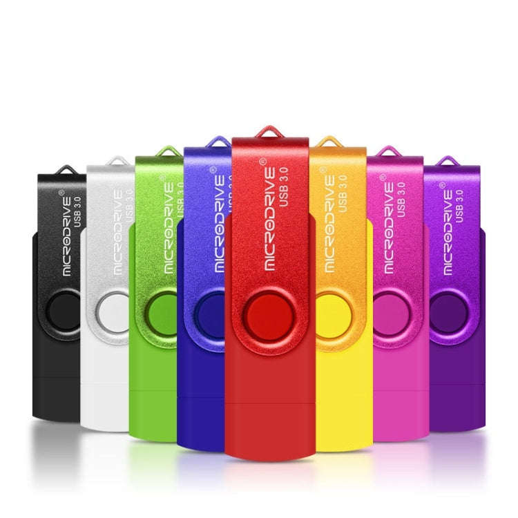 MicroDrive 16GB USB 3.0 Android Phone & Computer Dual-use Rotary Metal U Disk (Green)