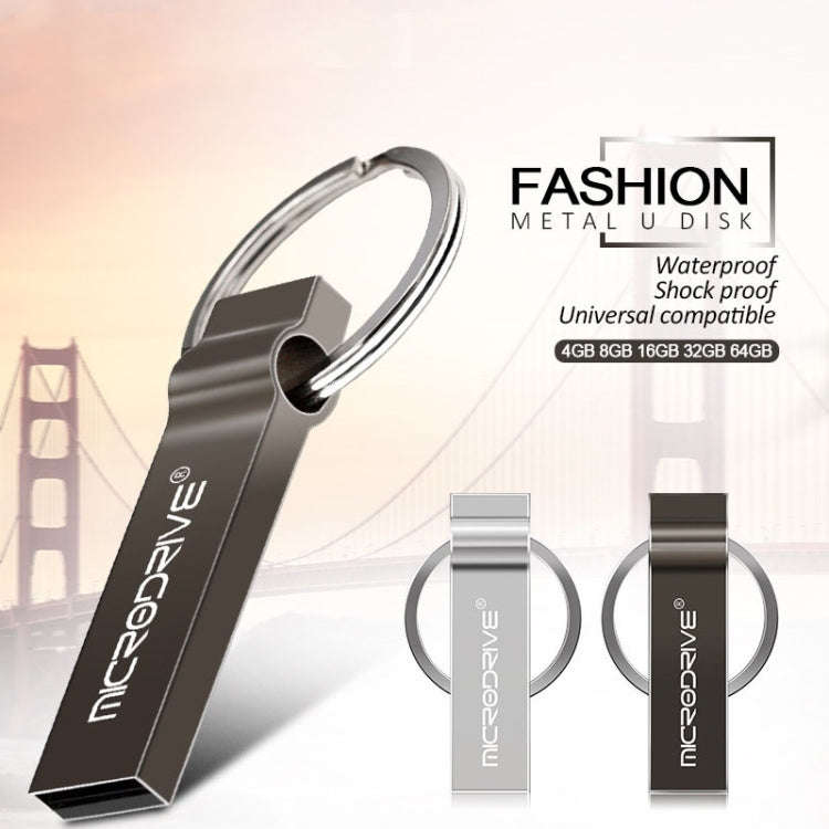 MicroDrive 128GB USB 2.0 Metal Keychain U Disk (Grey)