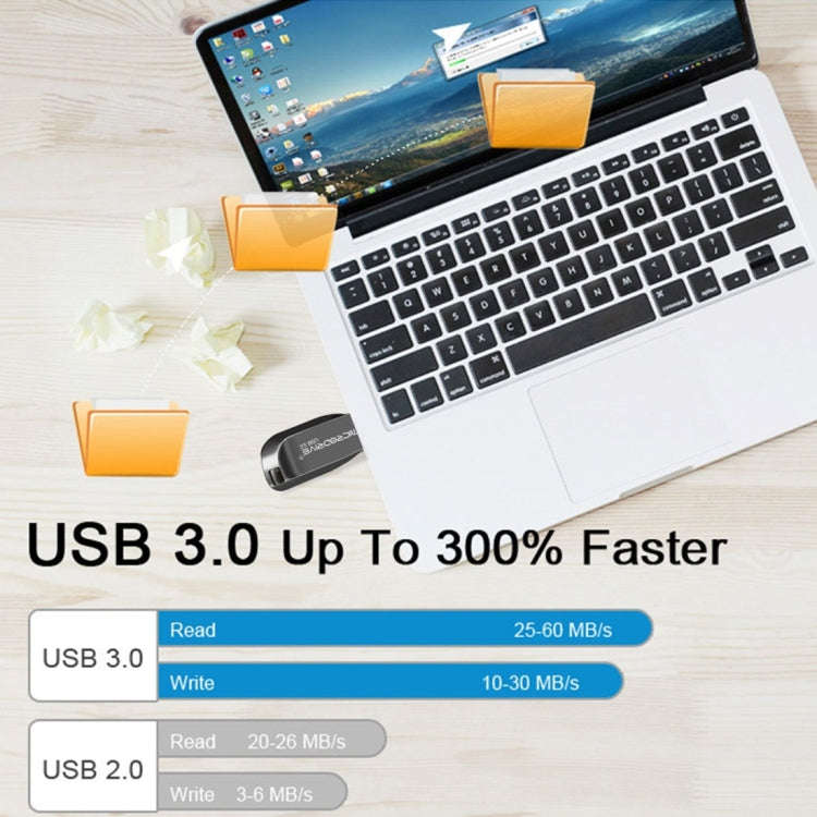 MicroDrive 64GB USB 3.0 Fashion High Speed Metal Rotating U Disk (Grey)