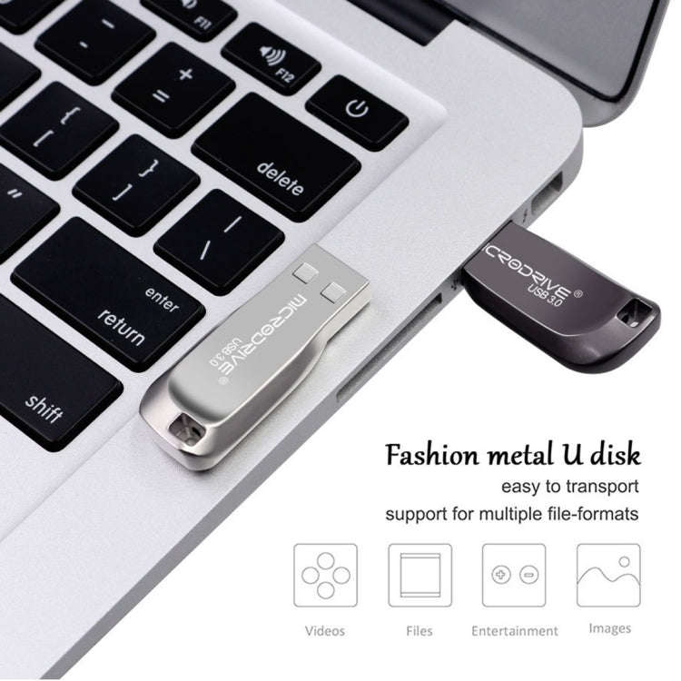 MicroDrive 64GB USB 3.0 Fashion High Speed Metal Rotating U Disk (Grey)