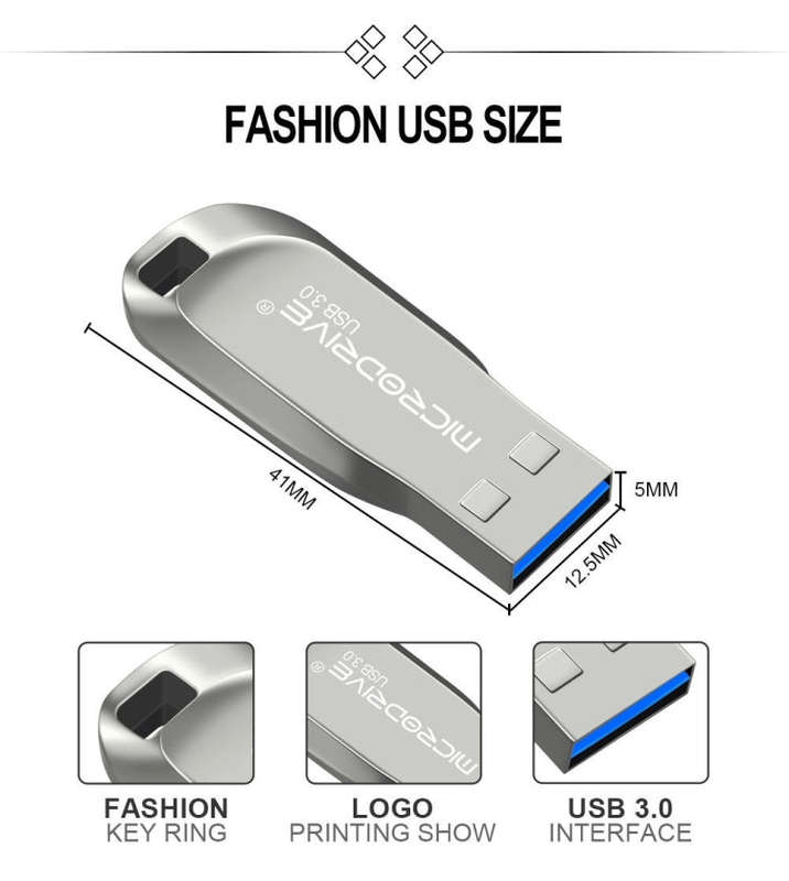 MicroDrive 64GB USB 3.0 Fashion High Speed Metal Rotating U Disk (Grey)