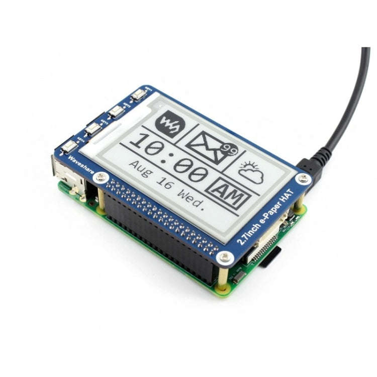 Waveshare 2.7 inch 264x176E-Ink Display HAT for Raspberry Pi, SPI Interface