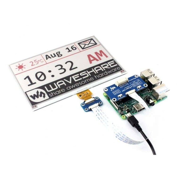 Waveshare 7.5 inch 640x384 E-Ink Display HAT for Raspberry Pi, Three-color, SPI Interface
