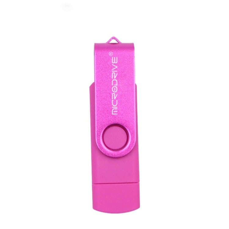 MicroDrive 32GB USB 2.0 Mobile Computer Dual-use Rotating OTG Metal U Disk (Pink)