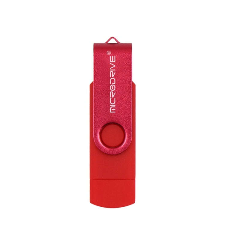 MicroDrive 32GB USB 2.0 Mobile Computer Dual-use Rotating OTG Metal U Disk (Red)