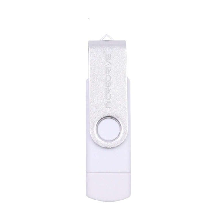 MicroDrive 32GB USB 2.0 Mobile Computer Dual-use Rotating OTG Metal U Disk (White)