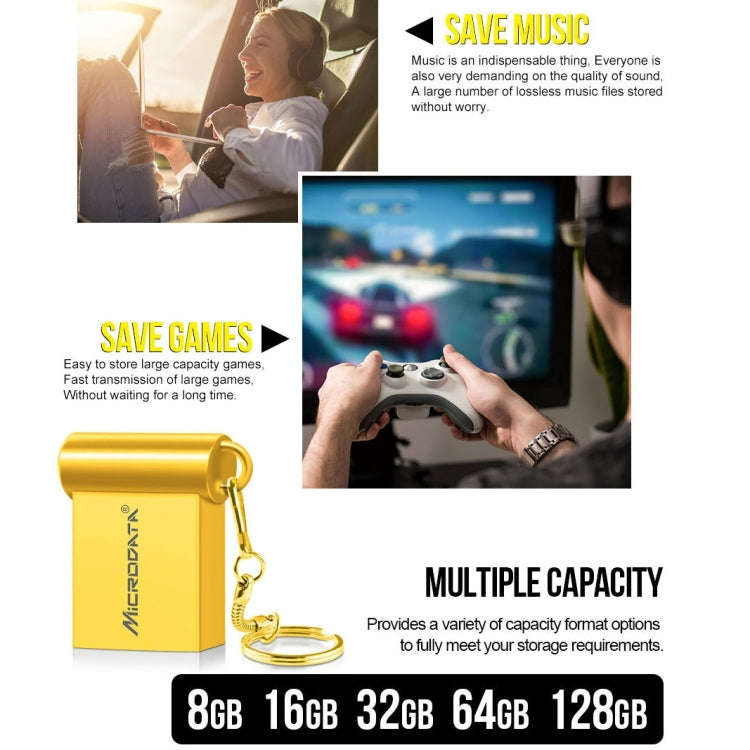 MiCRODATA 64GB USB 2.0 Computer Car Two-use Mini U Disk(Silver Grey)