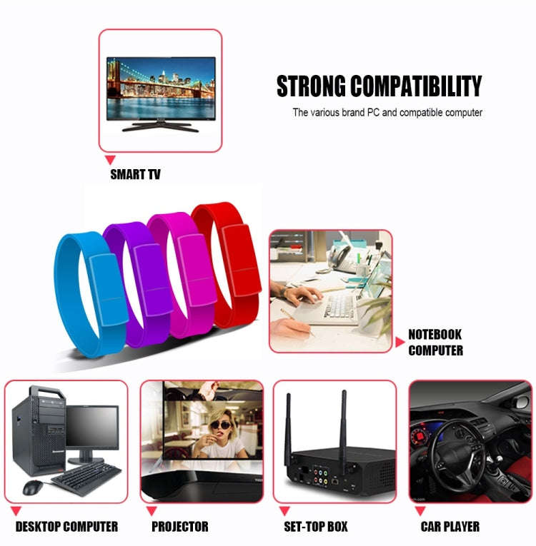 MicroDrive 64GB USB 2.0 Fashion Bracelet Wristband U Disk (Blue)