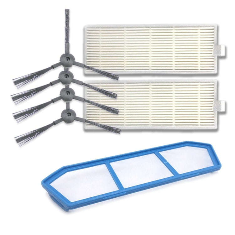 XI221 2 Pairs K614 Side Brushes + I205 Initial Effect Filter + 2 PCS I207 Filters Set for ILIFE A...