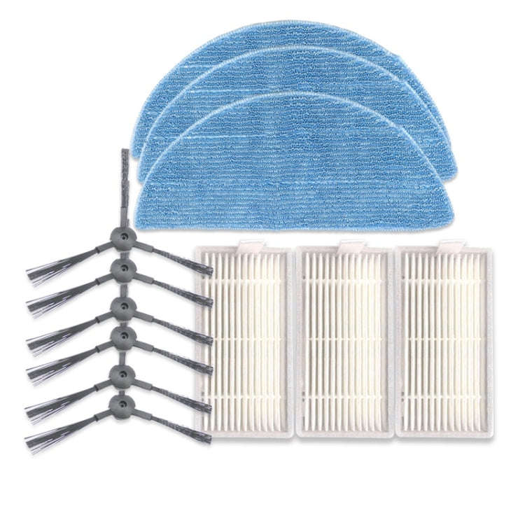 XI239 3 Pairs K614 Side Brushes + 3 PCS I208 Filters+ 3 PCS I201 Rags Set for ILIFE V5S Pro / V50...