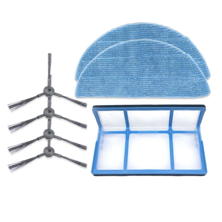 XI244 2 Pairs K614 Side Brushes + 2 PCS I201 Rags + I204V Filter Cotton Filter Set for ILIFE V3S ...