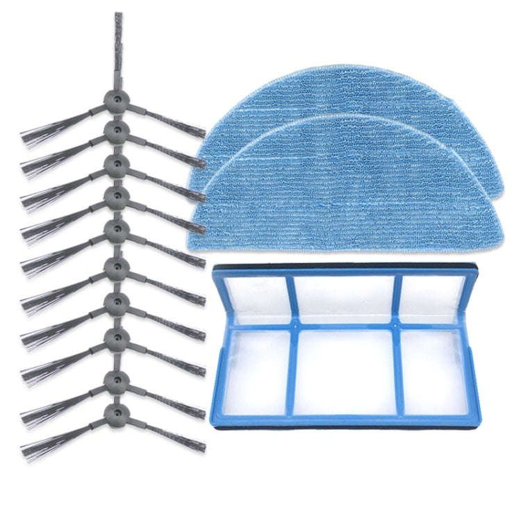 XI247 5 Pairs K614 Side Brushes + 2 PCS I201 Rags + I204V Filter Cotton Filter Set for ILIFE V3S ...