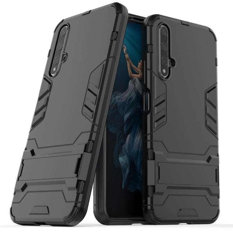 Shockproof PC + TPU Case for Huawei Honor 20, with Holder (Black)