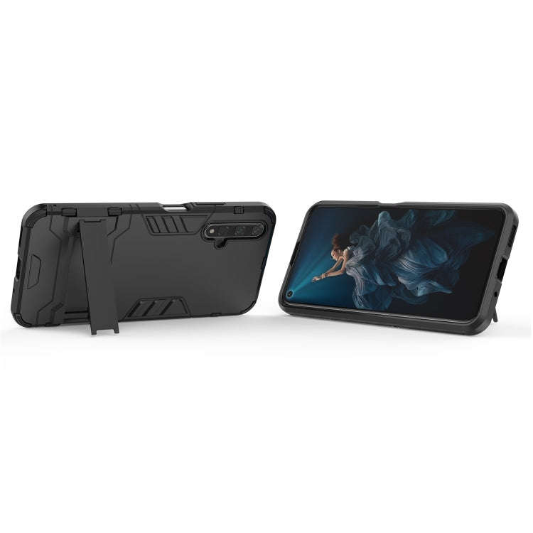 Shockproof PC + TPU Case for Huawei Honor 20, with Holder (Black)