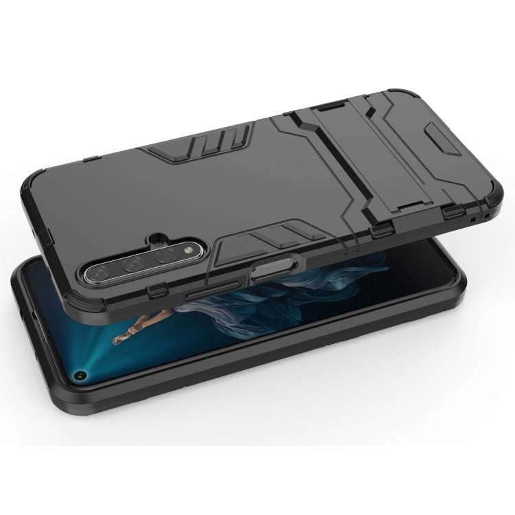 Shockproof PC + TPU Case for Huawei Honor 20, with Holder (Black)