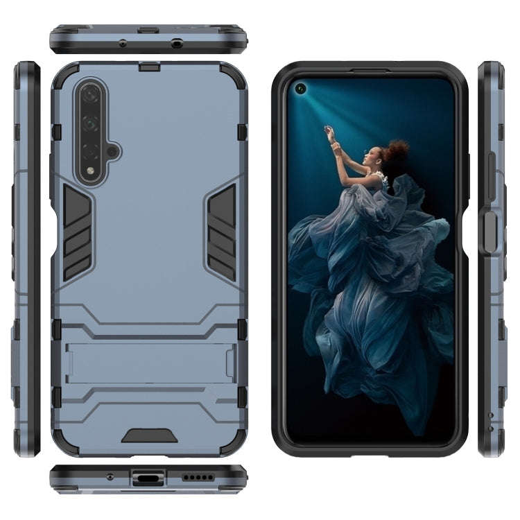 Shockproof PC + TPU Case for Huawei Honor 20, with Holder (Navy Blue)