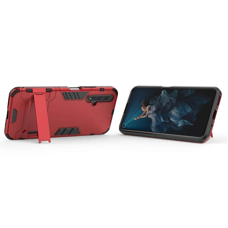 Shockproof PC + TPU Case for Huawei Honor 20, with Holder (Red)