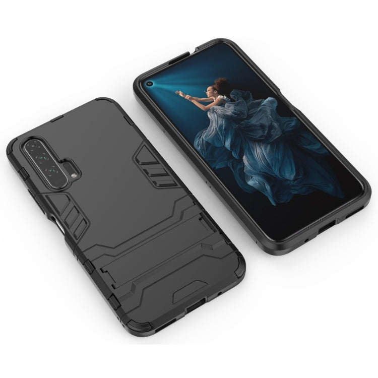 Shockproof PC + TPU Case for Huawei Honor 20 Pro, with Holder (Black)